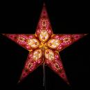 Ganesha yellow/pink/maroon - Foldable glowing star, paper poinsettia with 5 points, 60 cm
